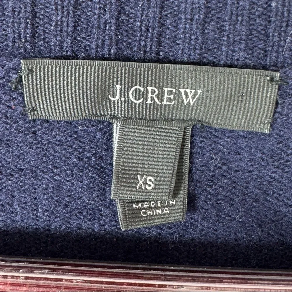 J. Crew Aztec Fair‎ Isle Jacquard Stich Wool Sweater Blue XS Crewneck Pullover